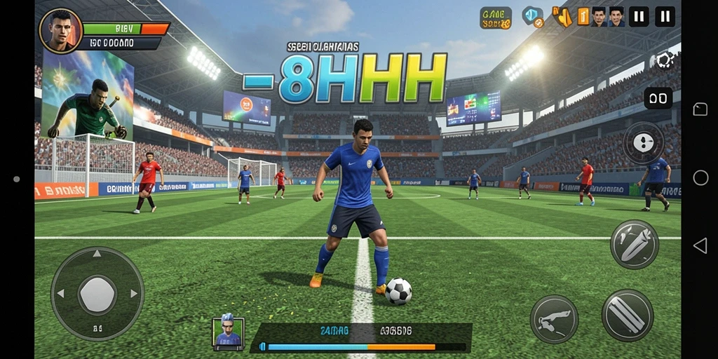 Screenshot utama 8HHH menampilkan aksi permainan olahraga yang mendebarkan.