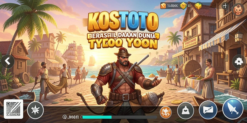 Screenshot KOSTOTO menunjukkan gameplay manajemen bisnis yang menarik.