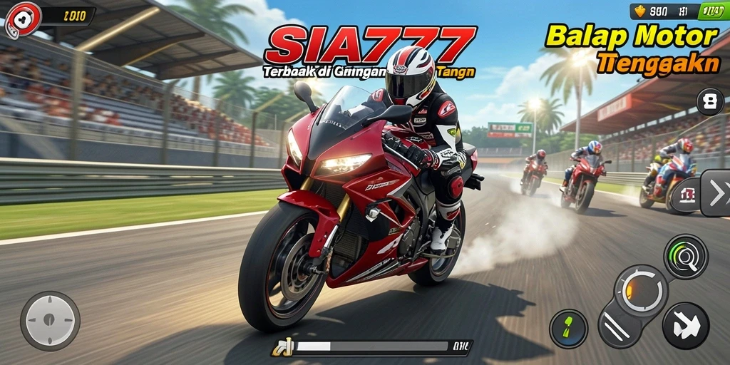 Screenshot SIA777 menunjukkan aksi balap motor yang mendebarkan.